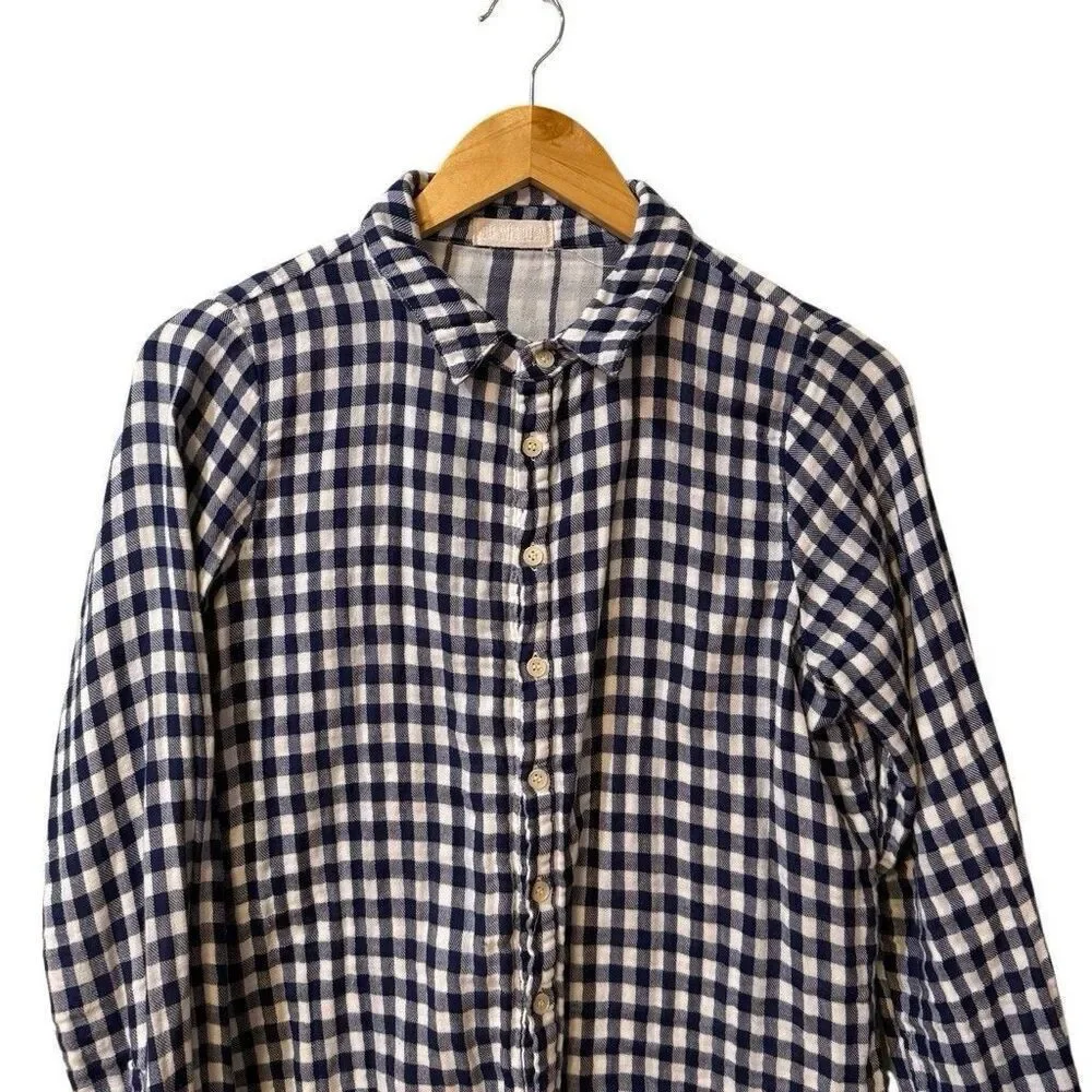 CP Shades Shirt Womens XS Blue Plaid Double Cloth Cotton Button Front USA